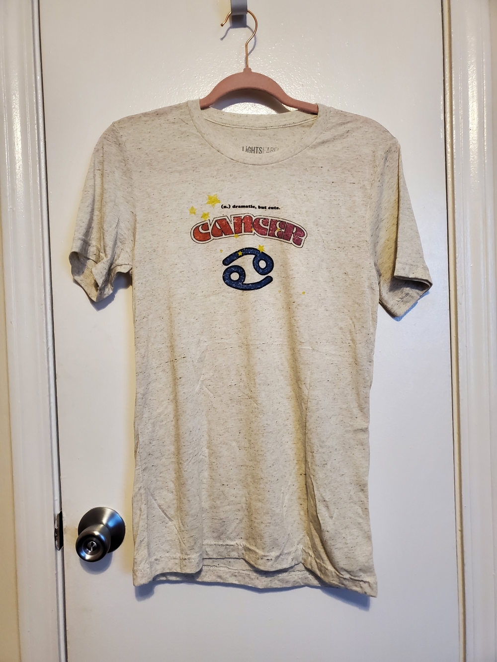 Retro Cancer Zodiac Graphic Tee - Beige